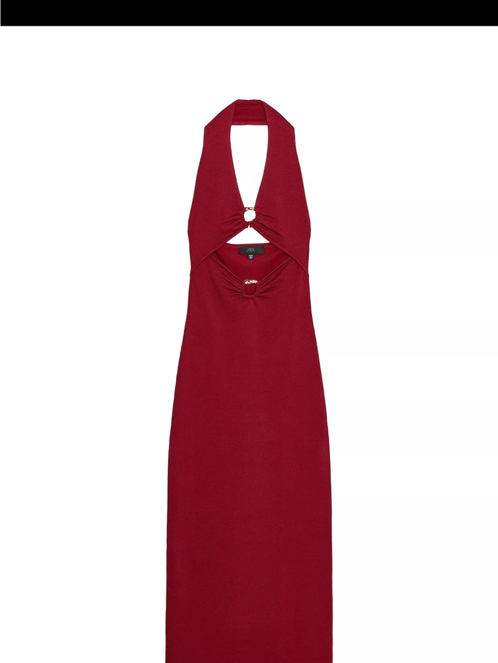 Zara Red Halter Cutout Maxi Dress